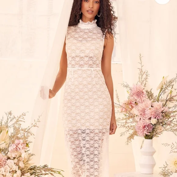 Lulus | Dresses | Lulu Visions Of Love White Lace Mock Neck Midi Dress | Poshmark Lulus | Dresses | Lulu Visions Of Love White Lace Mock Neck Midi Dress | Poshmark